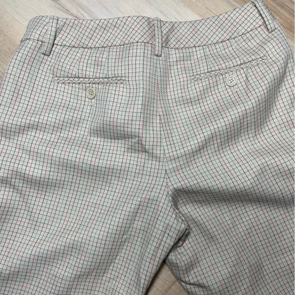 Ann Taylor LOFT Petite Ankle Pants Plaid Career Stretch‎ Beige 4P